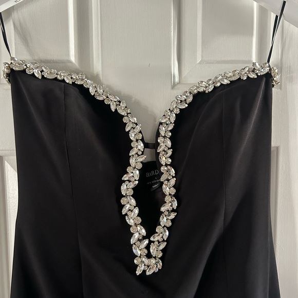 Bardot Black Strapless Dress with Embellished Neckline - Picture 2 of 3